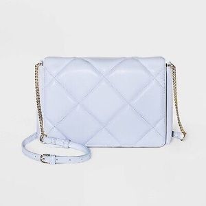 Square woven crossbody bag in Lilac